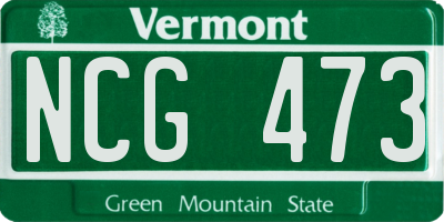 VT license plate NCG473