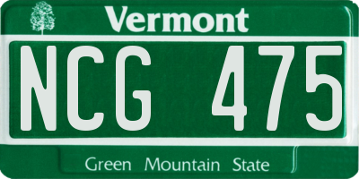 VT license plate NCG475
