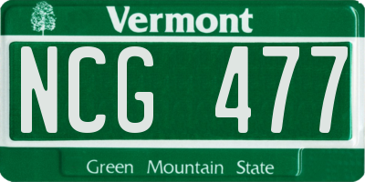 VT license plate NCG477