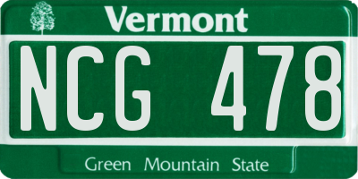 VT license plate NCG478