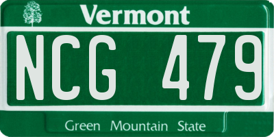 VT license plate NCG479