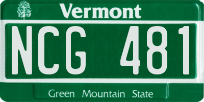 VT license plate NCG481