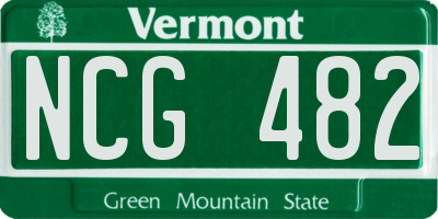 VT license plate NCG482