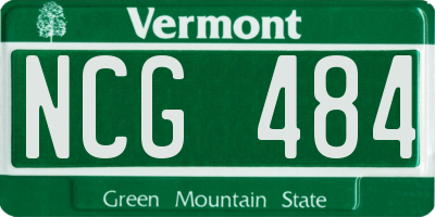 VT license plate NCG484