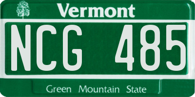 VT license plate NCG485