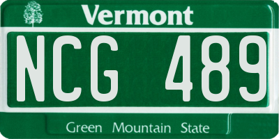 VT license plate NCG489