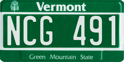 VT license plate NCG491