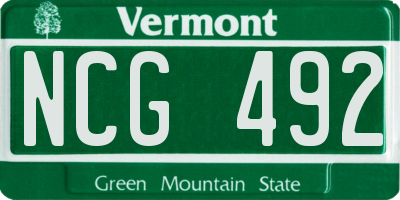 VT license plate NCG492