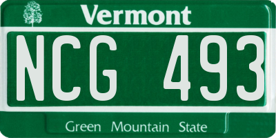 VT license plate NCG493
