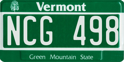 VT license plate NCG498