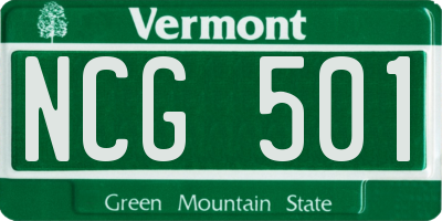 VT license plate NCG501