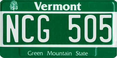 VT license plate NCG505
