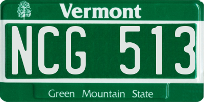 VT license plate NCG513