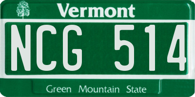 VT license plate NCG514