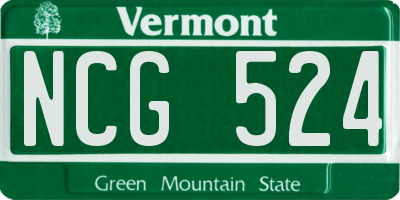 VT license plate NCG524