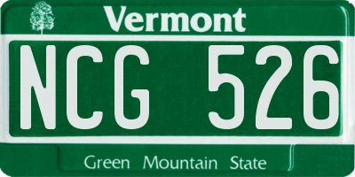 VT license plate NCG526