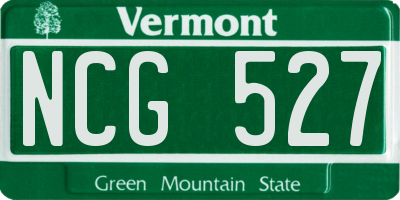 VT license plate NCG527