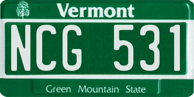 VT license plate NCG531
