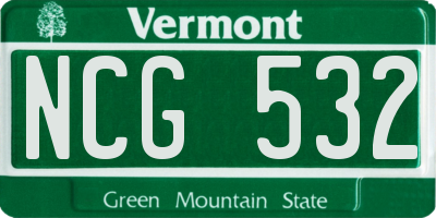 VT license plate NCG532