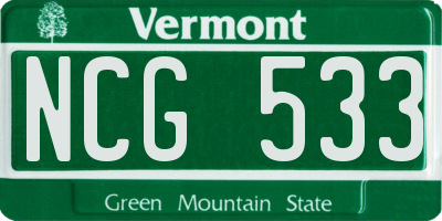 VT license plate NCG533