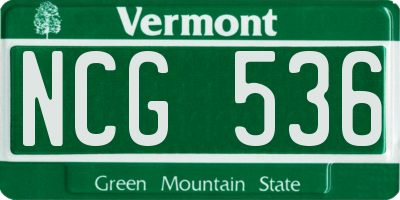 VT license plate NCG536