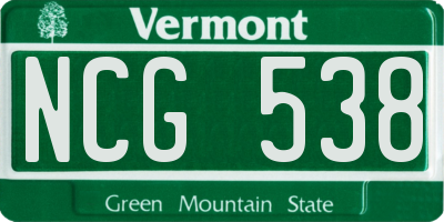 VT license plate NCG538