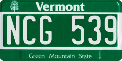 VT license plate NCG539