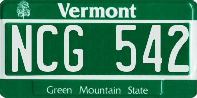 VT license plate NCG542