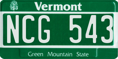 VT license plate NCG543