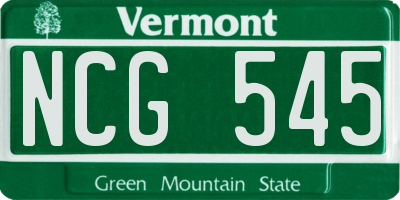 VT license plate NCG545
