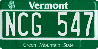 VT license plate NCG547