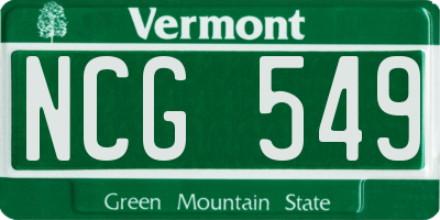 VT license plate NCG549