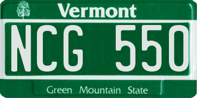 VT license plate NCG550