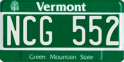 VT license plate NCG552