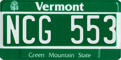 VT license plate NCG553