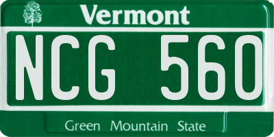 VT license plate NCG560