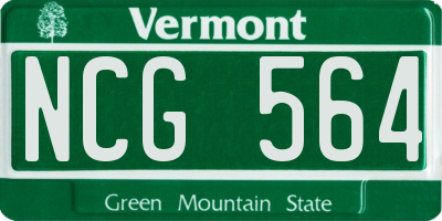 VT license plate NCG564