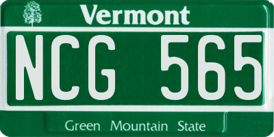 VT license plate NCG565