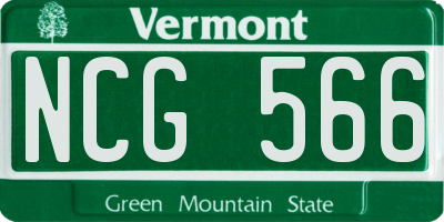 VT license plate NCG566