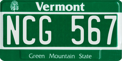 VT license plate NCG567