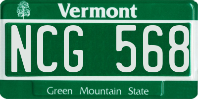 VT license plate NCG568