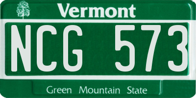 VT license plate NCG573