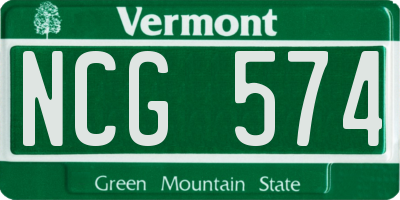VT license plate NCG574