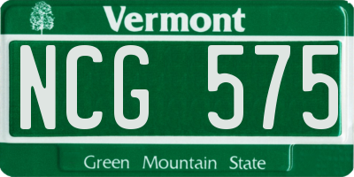VT license plate NCG575