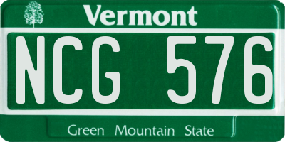 VT license plate NCG576
