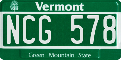 VT license plate NCG578