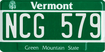 VT license plate NCG579