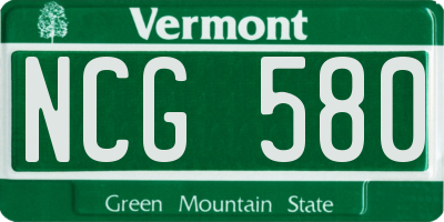 VT license plate NCG580