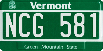 VT license plate NCG581