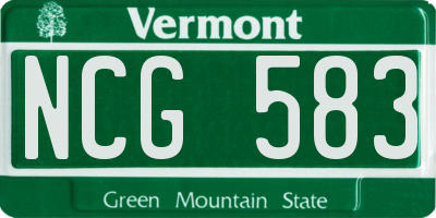 VT license plate NCG583